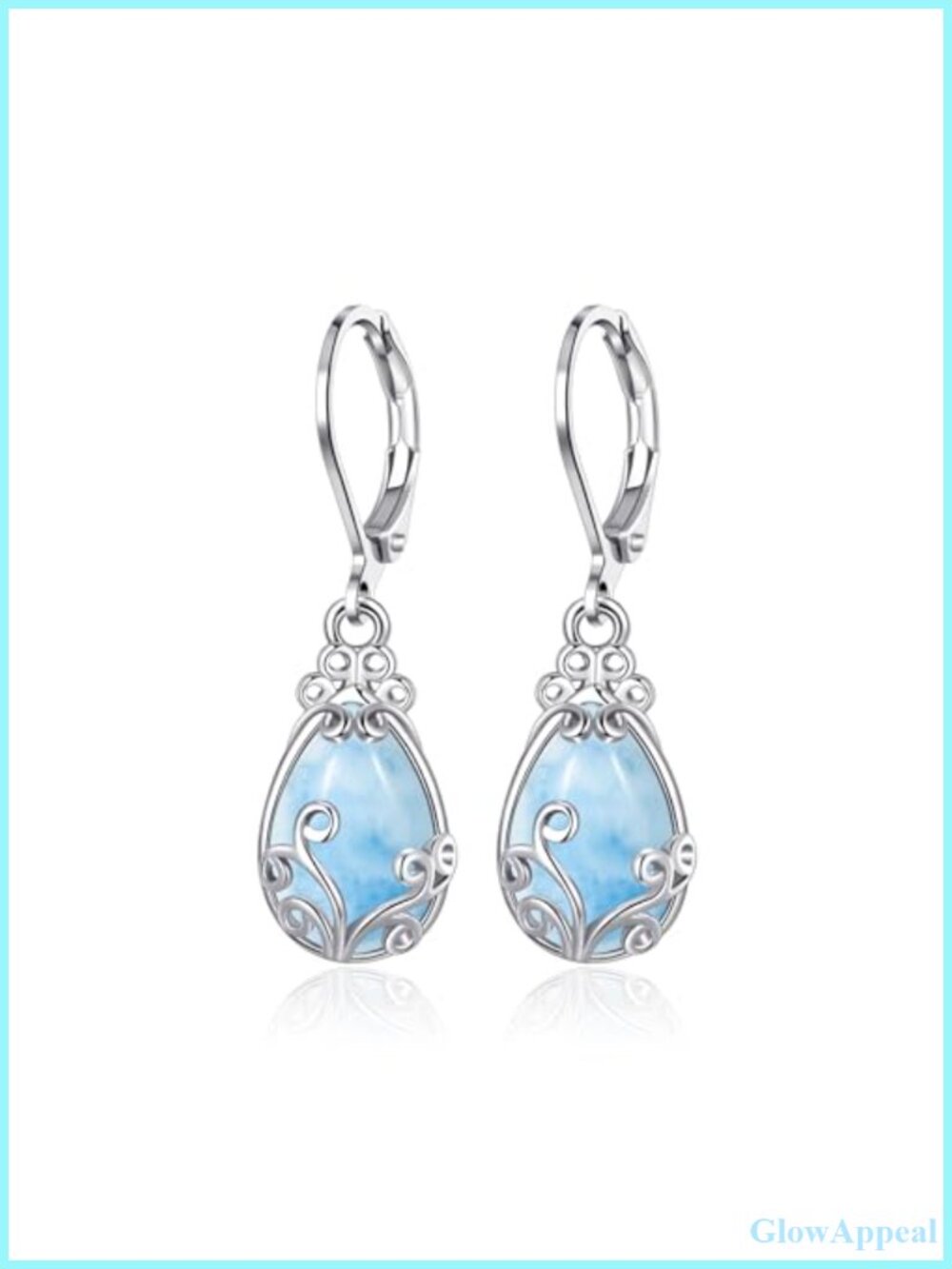 Larimar Moss Agate Black Onyx Turquoise Earrings Drop Dangle Jewelry Gift